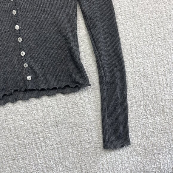 Out From Under Urban Outfitters Gray Ribbed Long Sleeve Henley Top Small - Picture 5 of 11